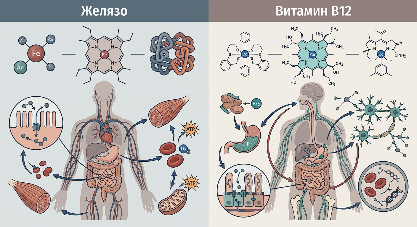 Механизъм на действие на Желязо и Витамин B12