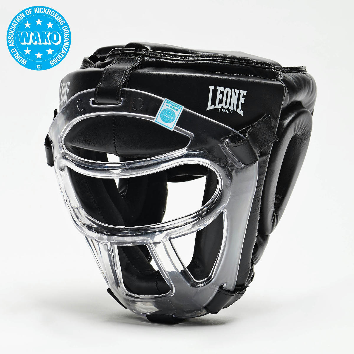 Leone 1947 Plastic Pad WAKO Approved Headgear - Black