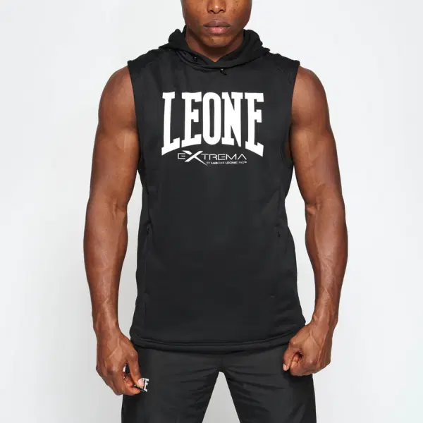Leone 1947 LOGO hooded sleeveless sweatshirt - ABX110 - Black