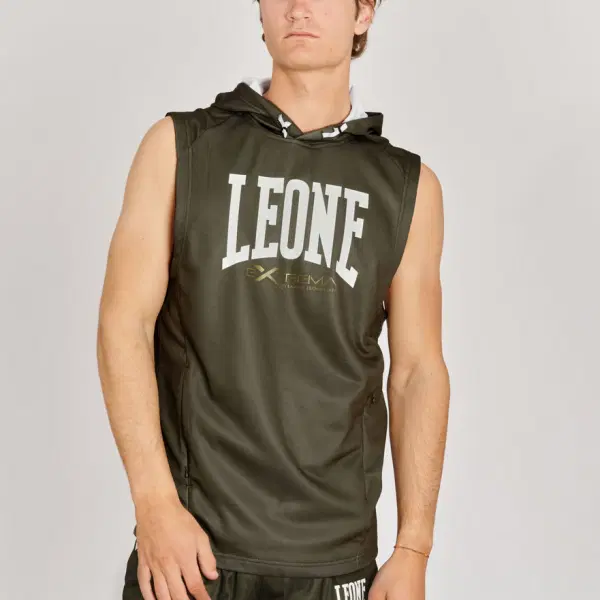 Leone 1947 LOGO hooded sleeveless sweatshirt - ABX110 - Green