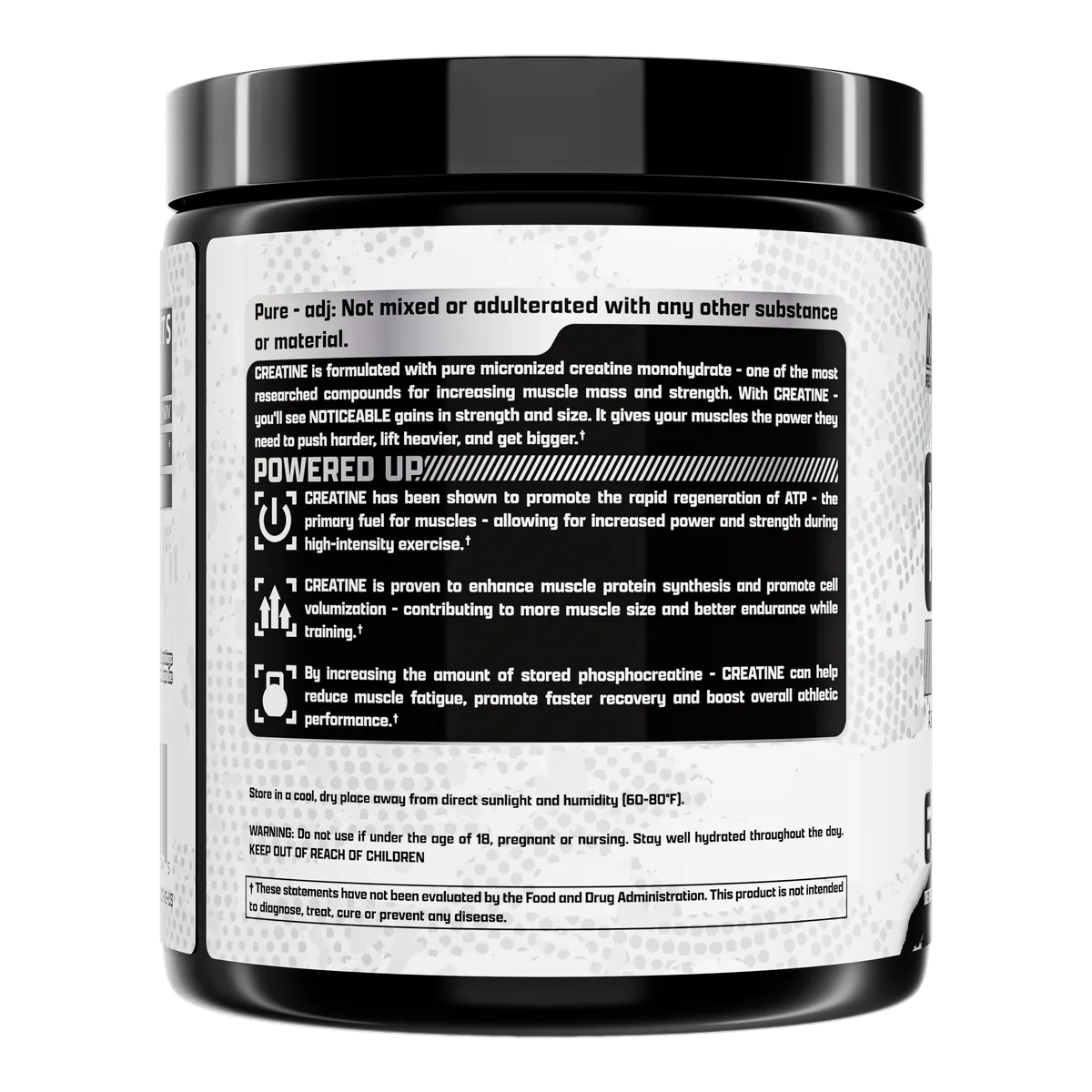 Nutrex Creatine Monohydrate заден изглед на опаковката 300g