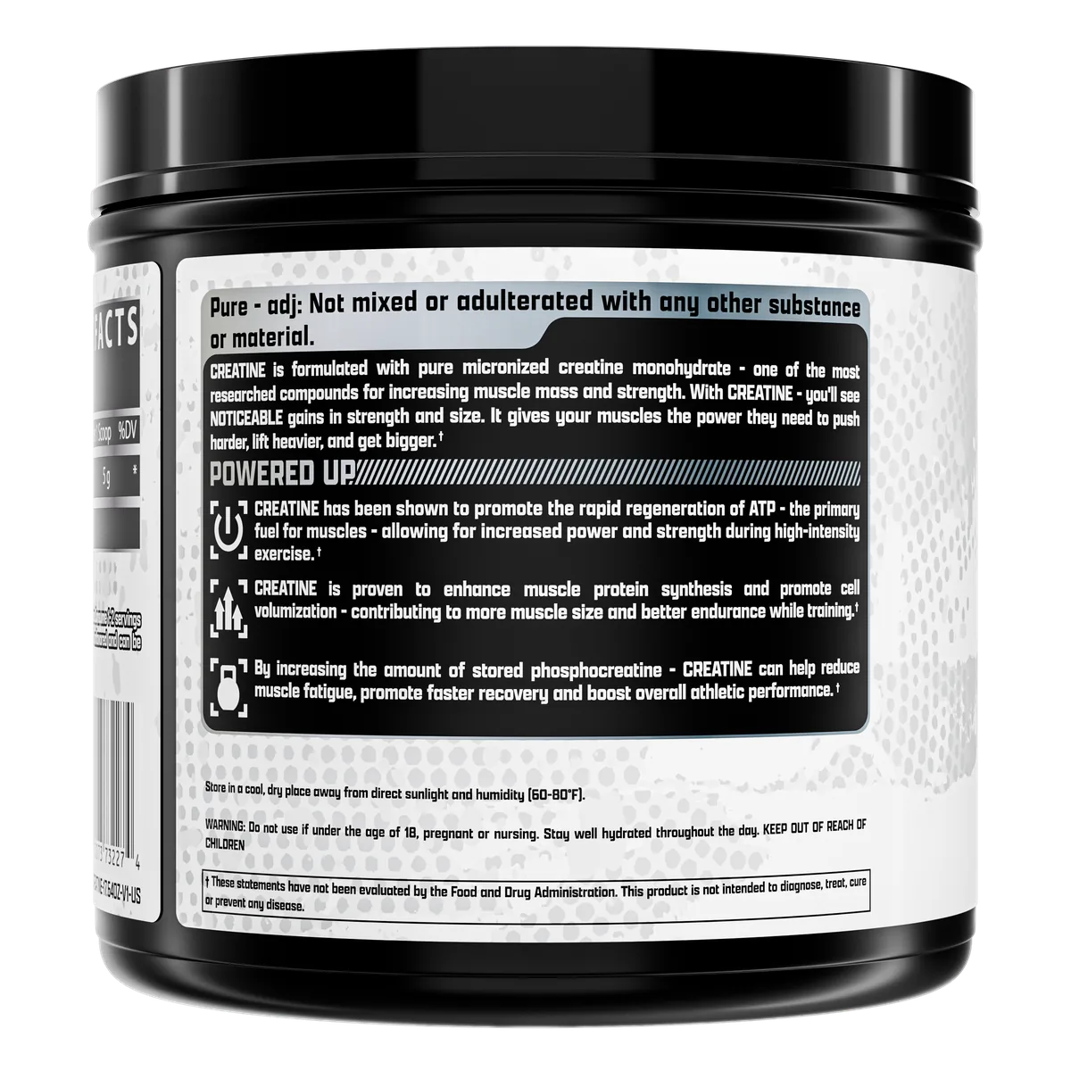Nutrex Creatine Monohydrate заден изглед на опаковката 500g