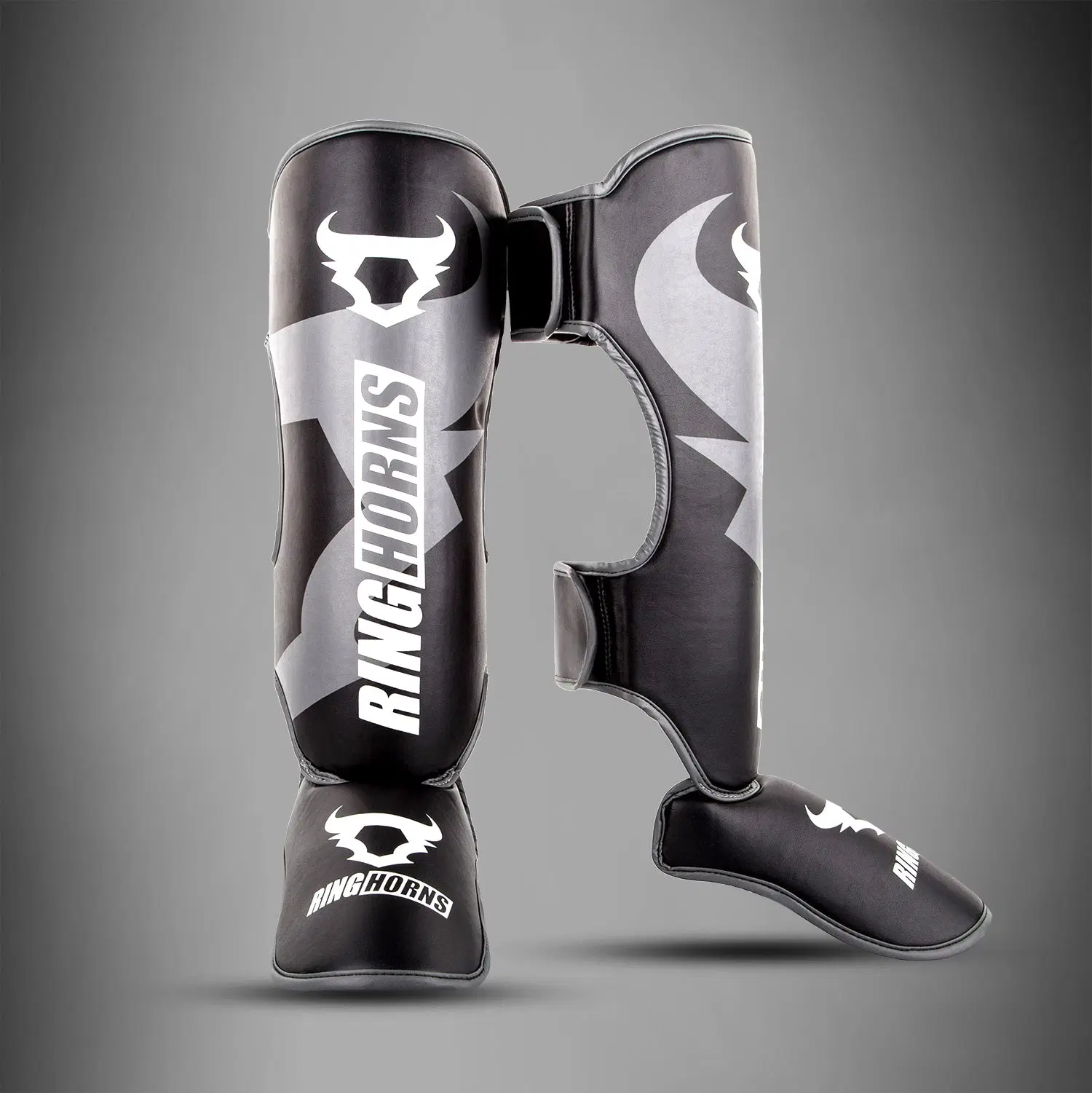 Ringhorns Charger by Venum Shin Guards and Foot Protectors - Black