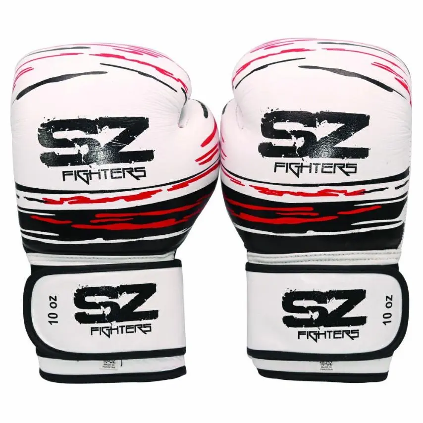 SZ Fighters – Bokserske rukavice prava koža – Madness – White/Black/Red