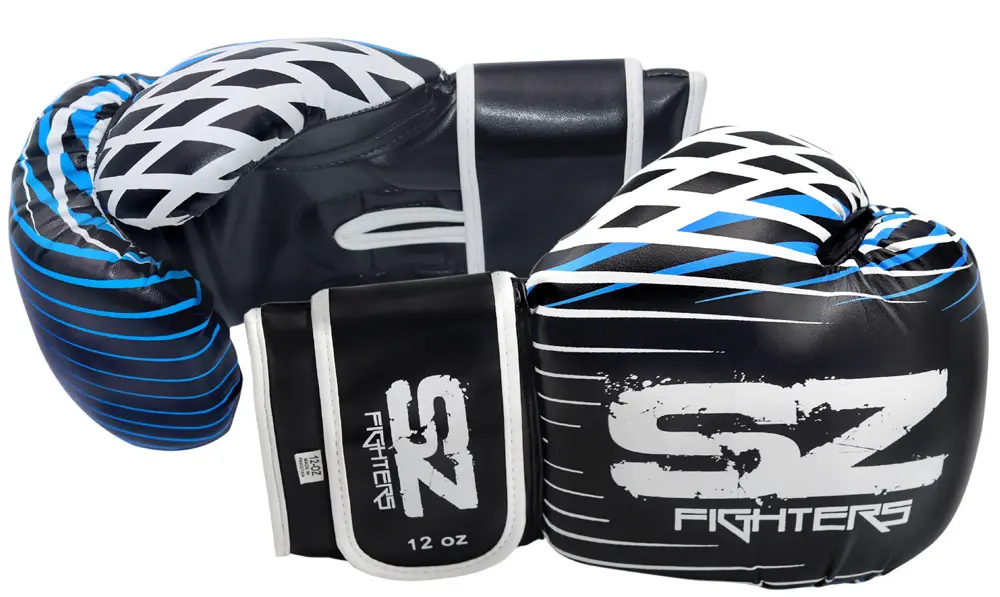 SZ Fighters – Боксови ръкавици естествена кожа – Plasma – Blue