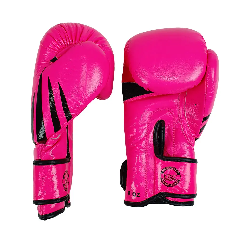 SZ Fighters – Боксови ръкавици естествена кожа – Neon Pink