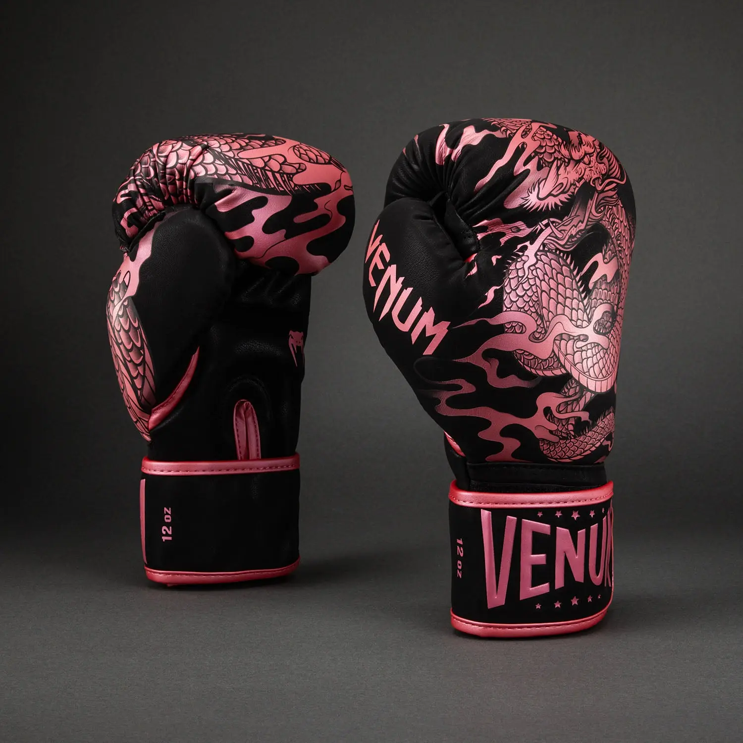 Venum Dragon's Flight Boxing Gloves - Black/Metallic Pink