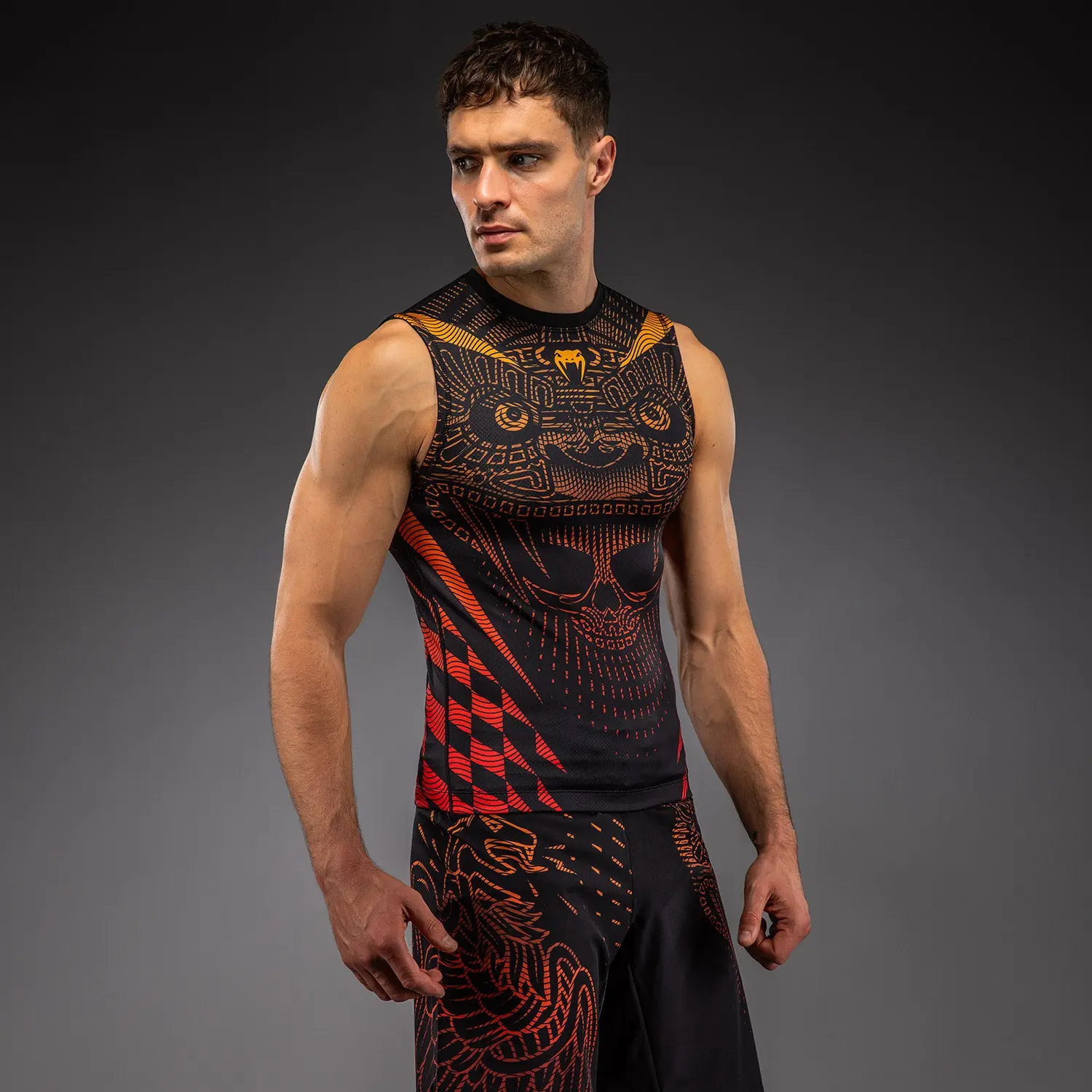 Рашгард - Venum Quetzal Fury Sleeveless Rashguard - Black/Fury Red/ Tangerine
