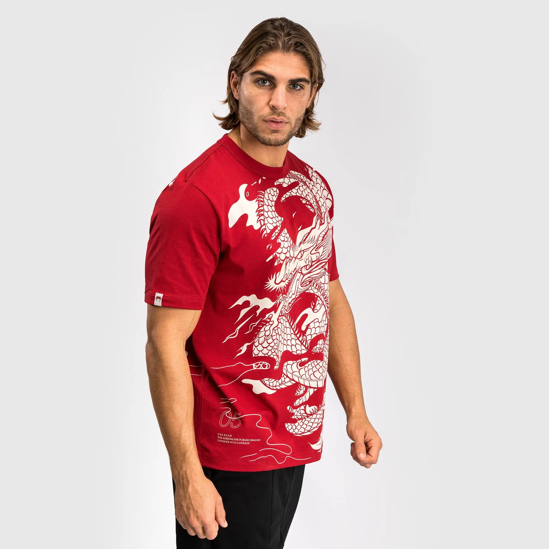 Тениска - Venum Dragon's Flight Men's T-Shirt - Cherry Red/Cream White - снимка отстрани