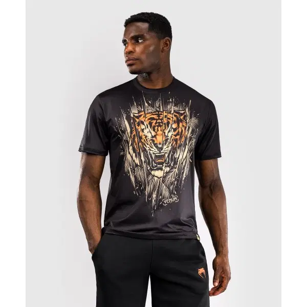 Тениска - Venum Tiger Men's Dry Tech T-Shirt - Black/Neon Orange