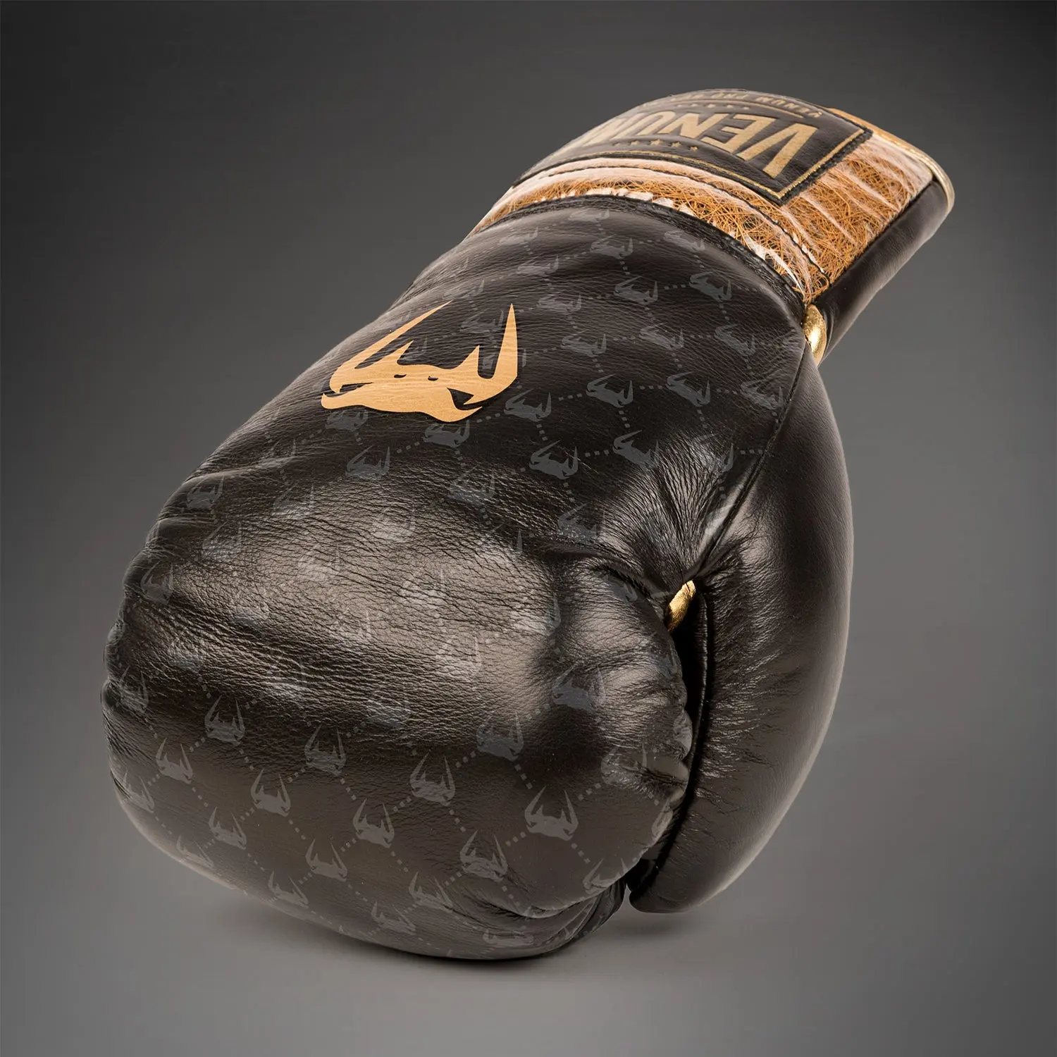 Venum Coco Monogram Pro Lace Up Boxing Gloves - Intense Black