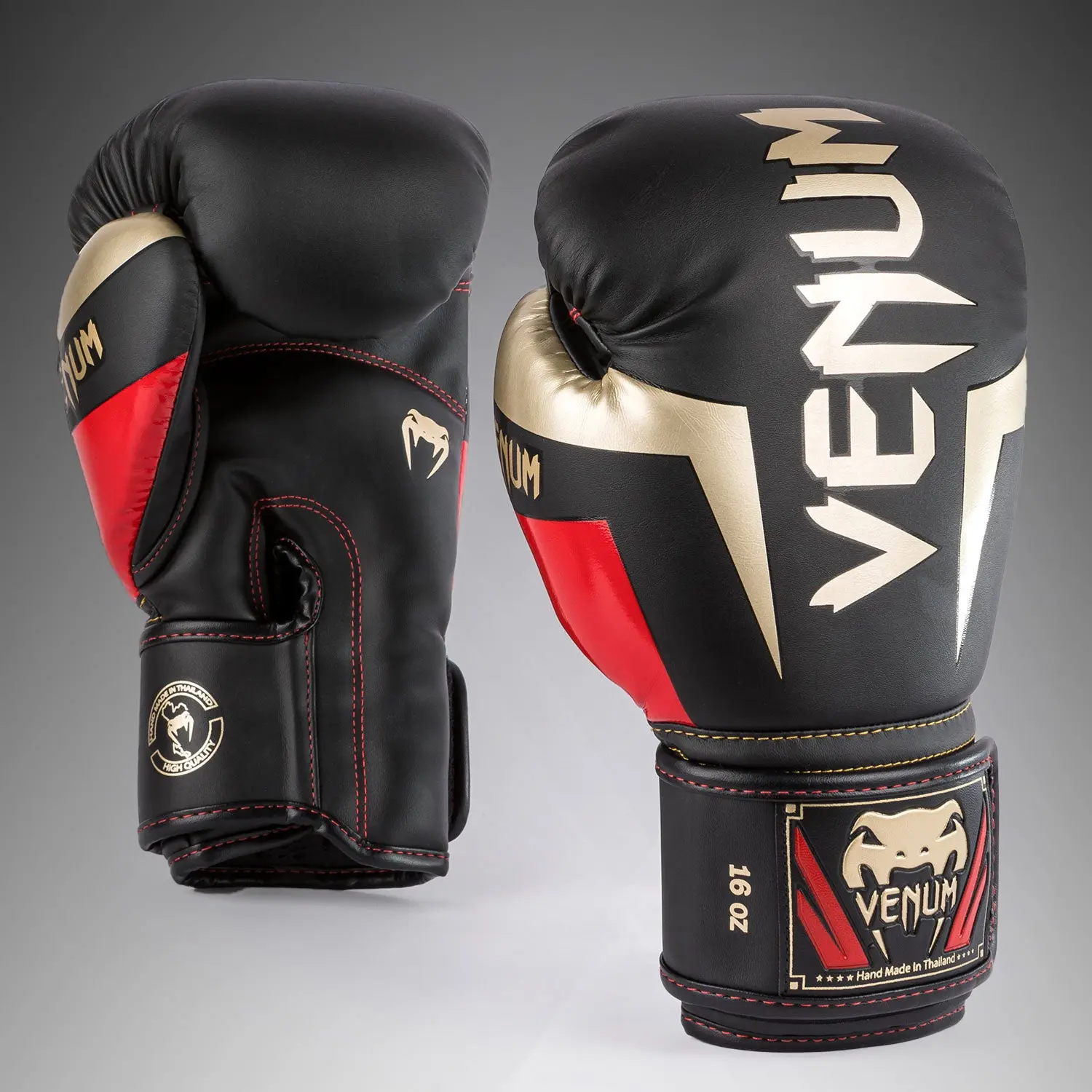 Venum Elite Boxing Gloves - Black/Gold/Red
