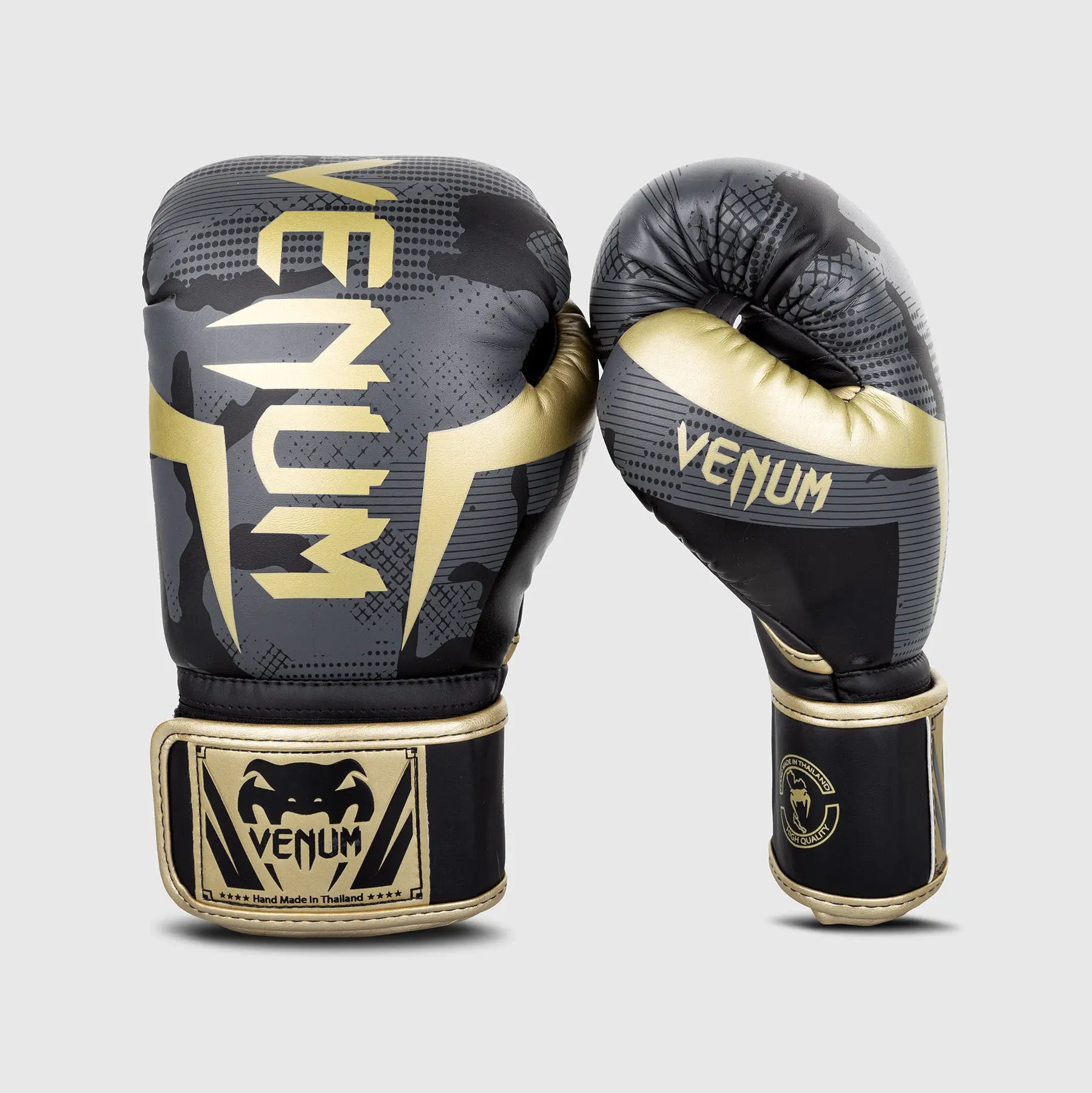 Venum Elite Boxing Gloves - Camo/Gold