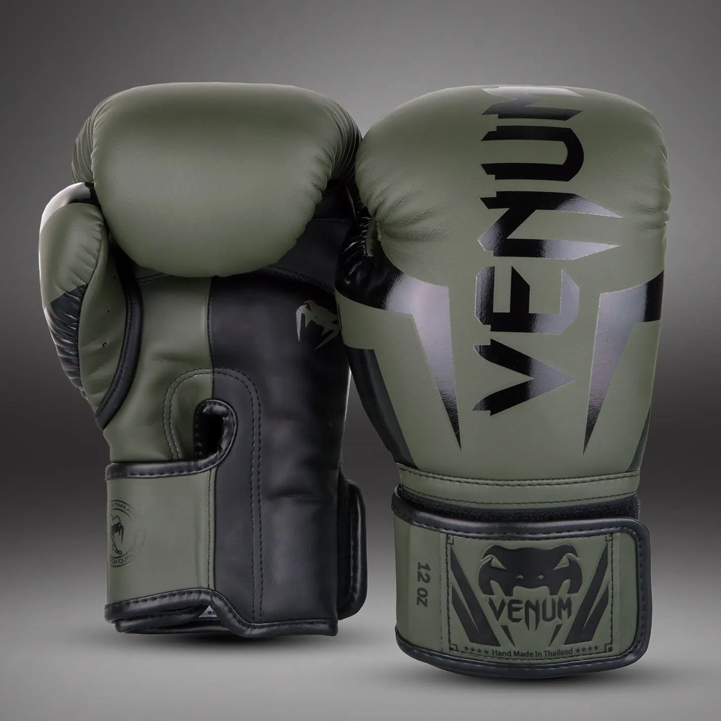 Venum Elite Boxing Gloves - Khaki/Black