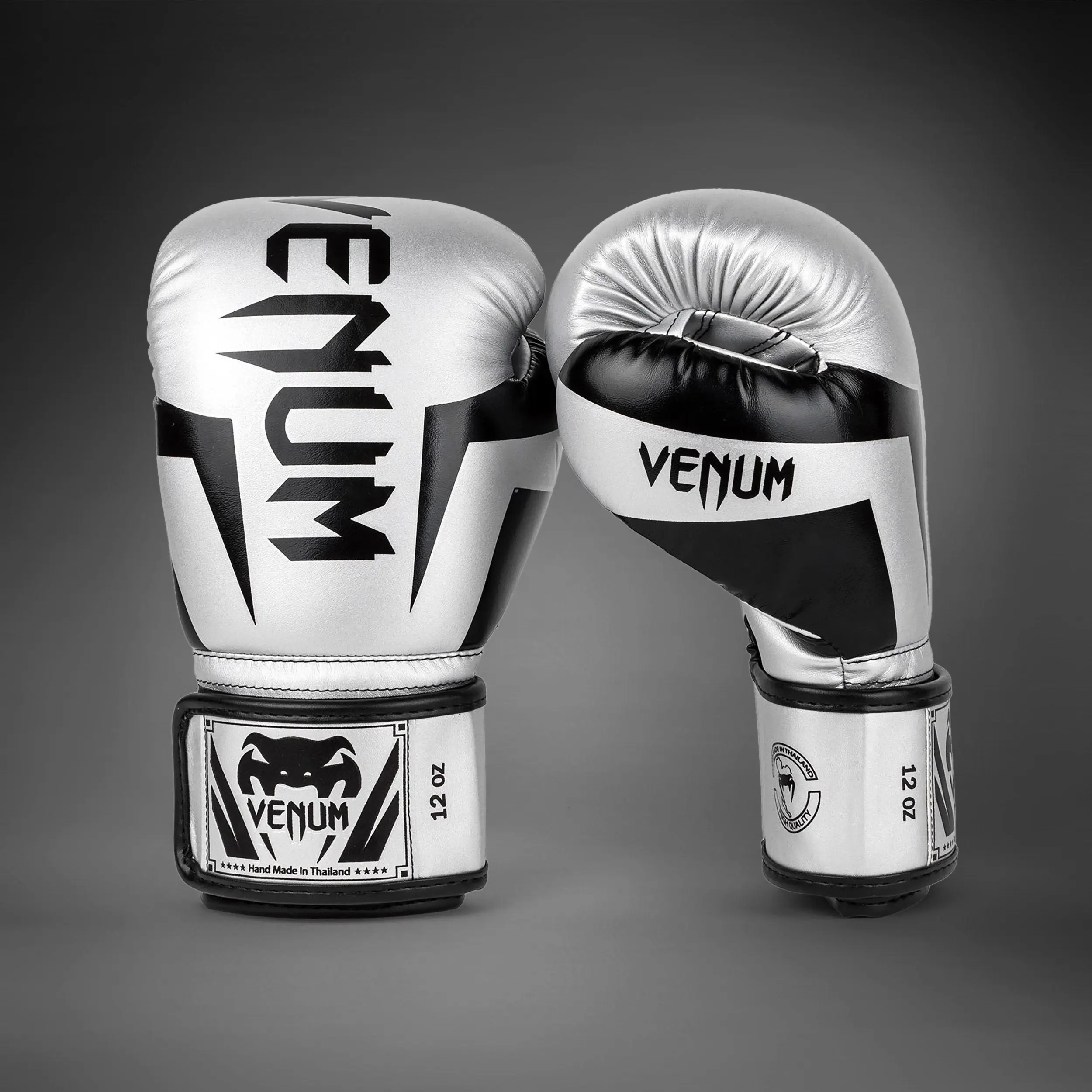 Venum Elite Boxing Gloves - Silver/Black