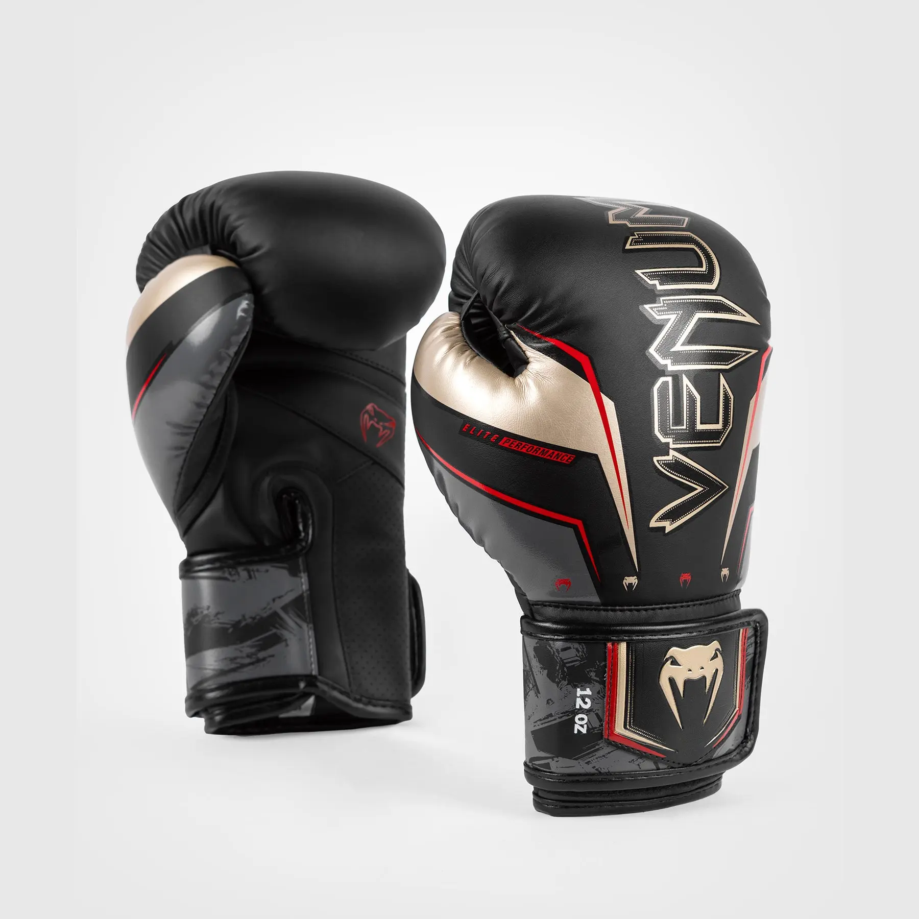 Venum Elite Evo Boxing Gloves - Black/Gold/Red