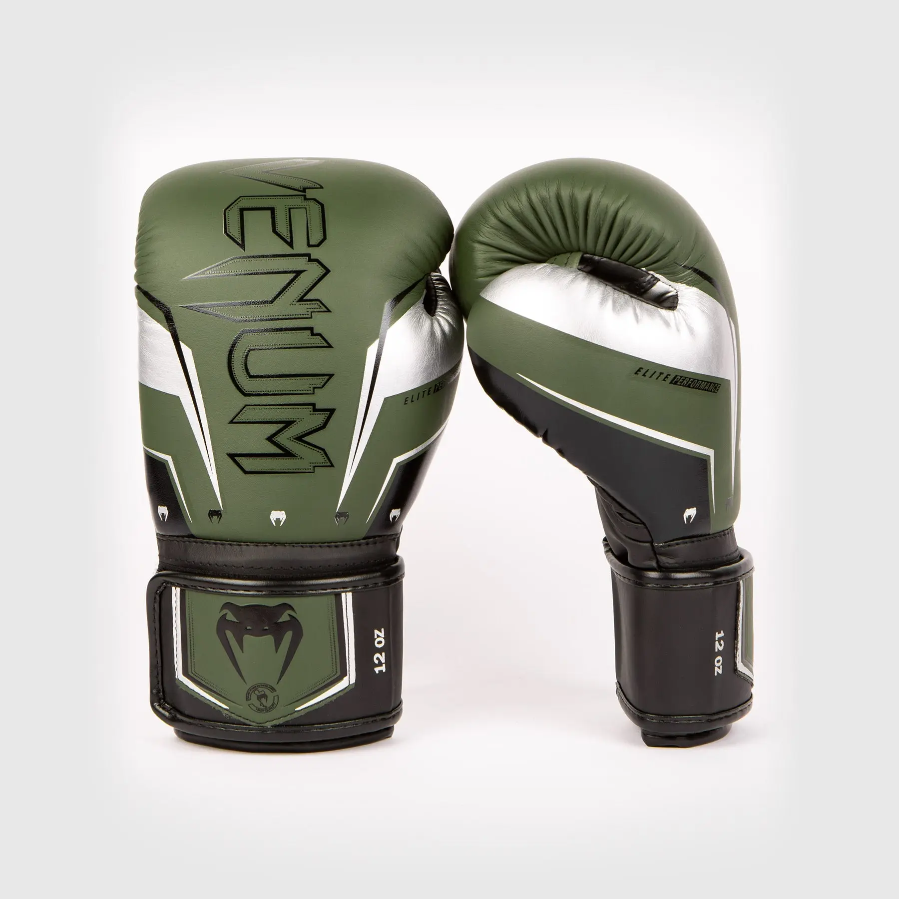 Venum Elite Evo Boxing Gloves - Khaki/Silver