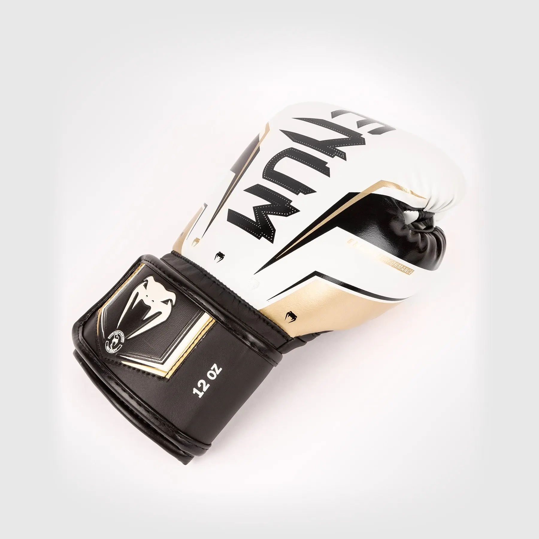 Venum Elite Evo Boxing Gloves - White/Gold страничен изглед