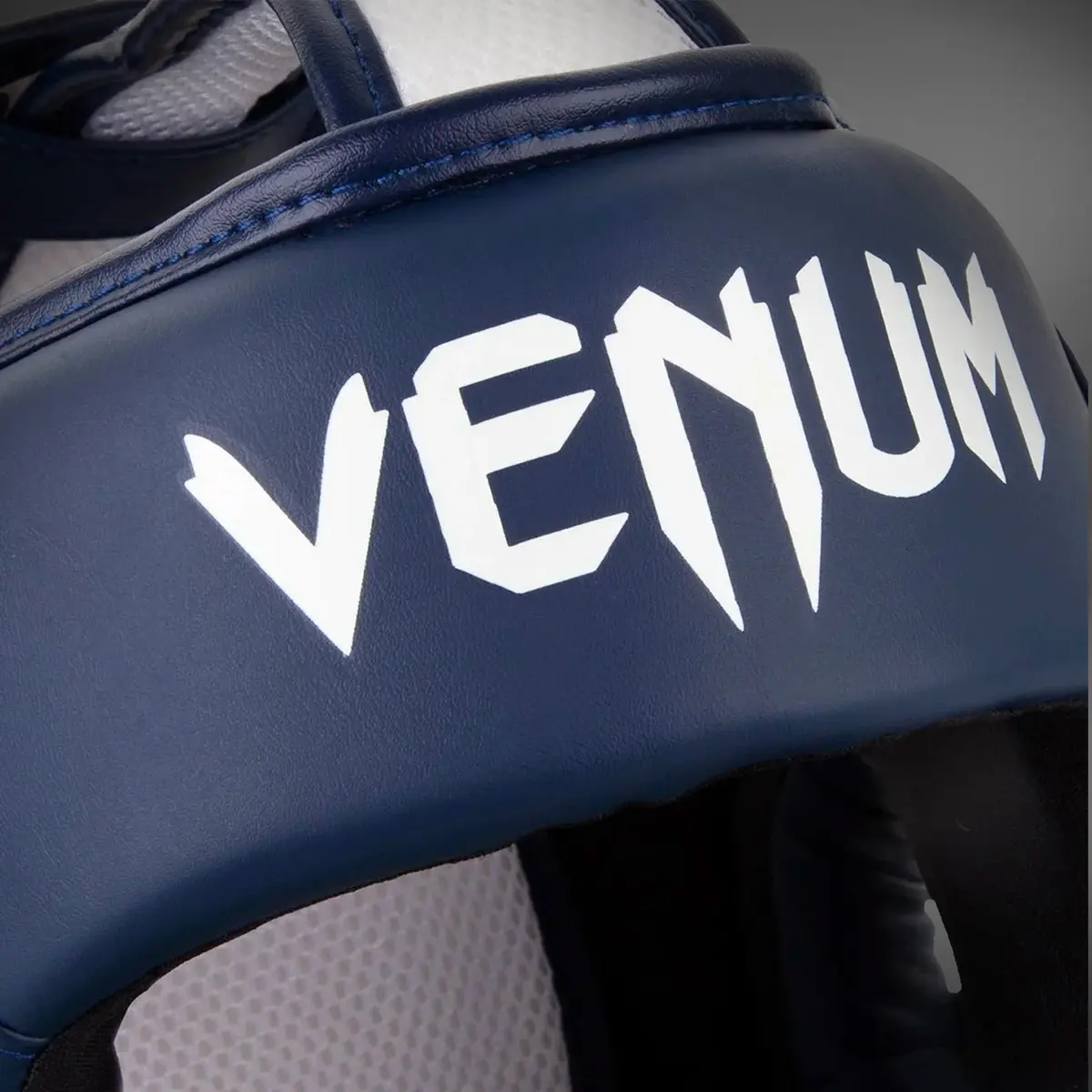 Venum Elite Headgear - White/Navy Blue преден изглед