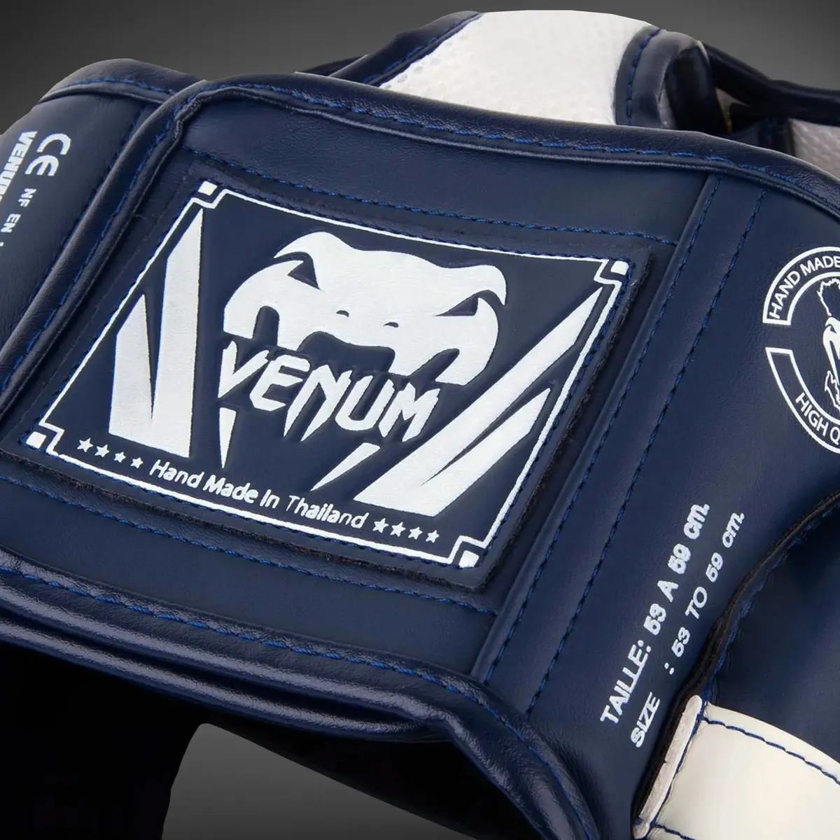 Venum Elite Headgear - White/Navy Blue заден изглед
