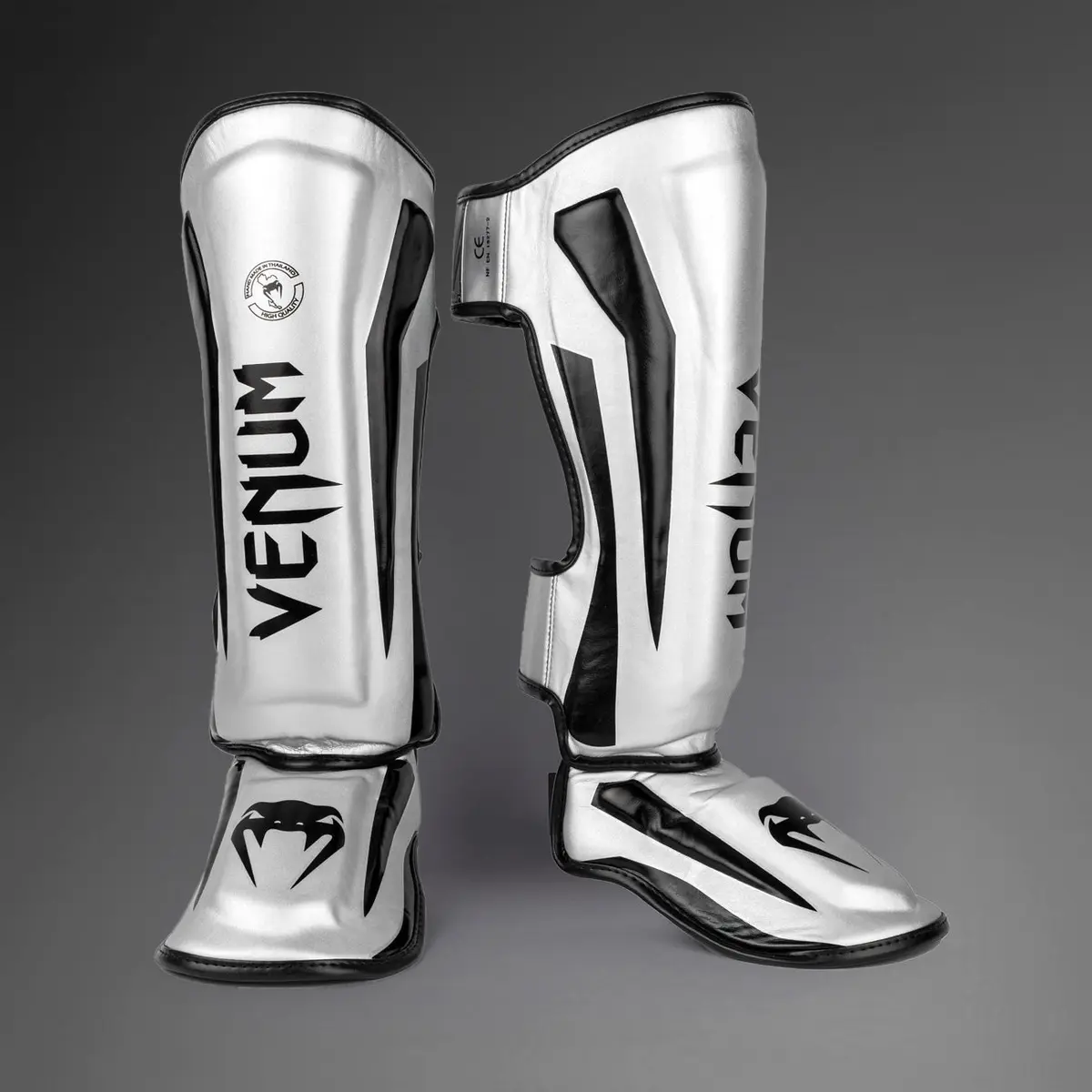 Venum Elite Standup Shinguards - Silver/Black