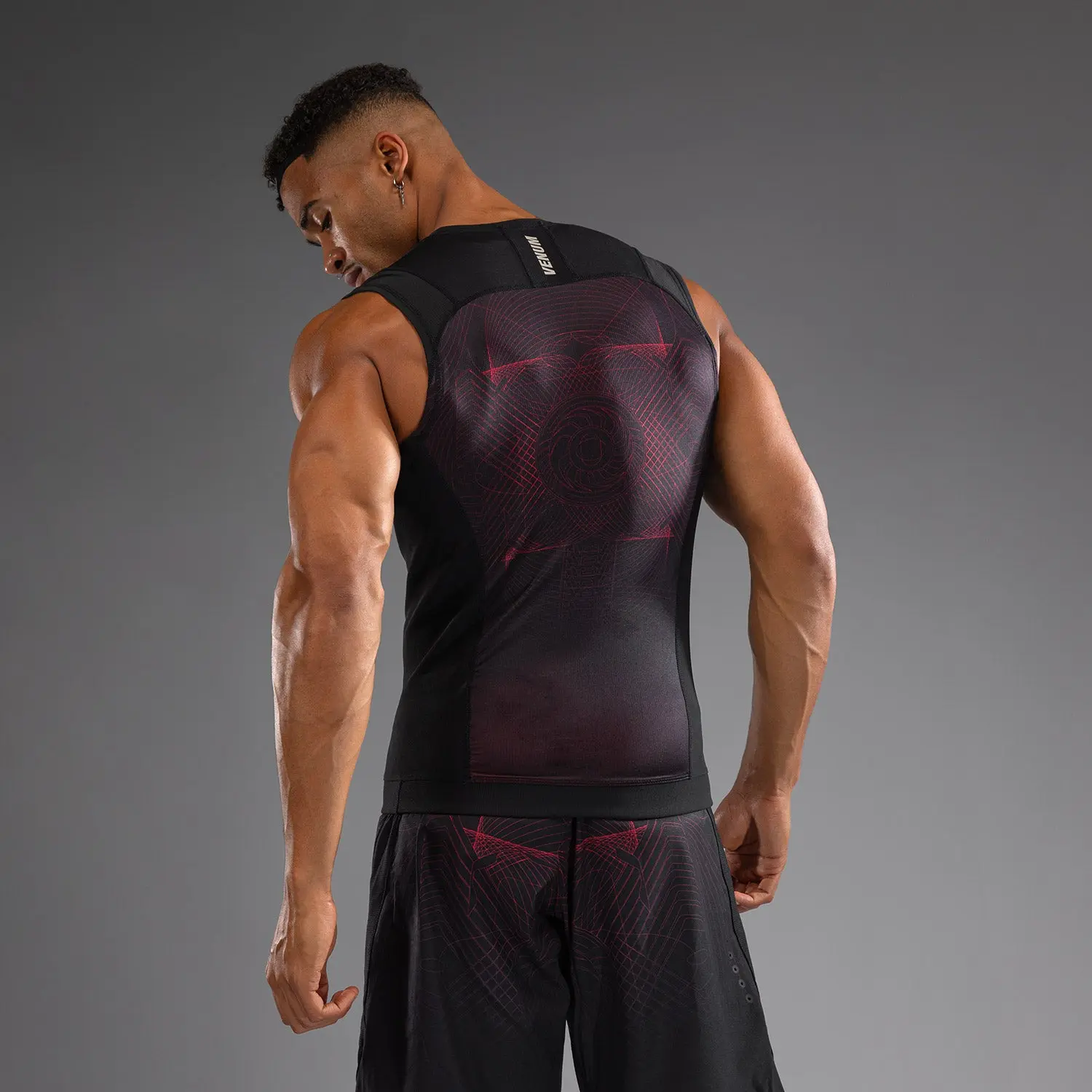 Rashguard - Venum G-Fit Air Men's Sleeveless Rashguard - Deep Black/Fire Red