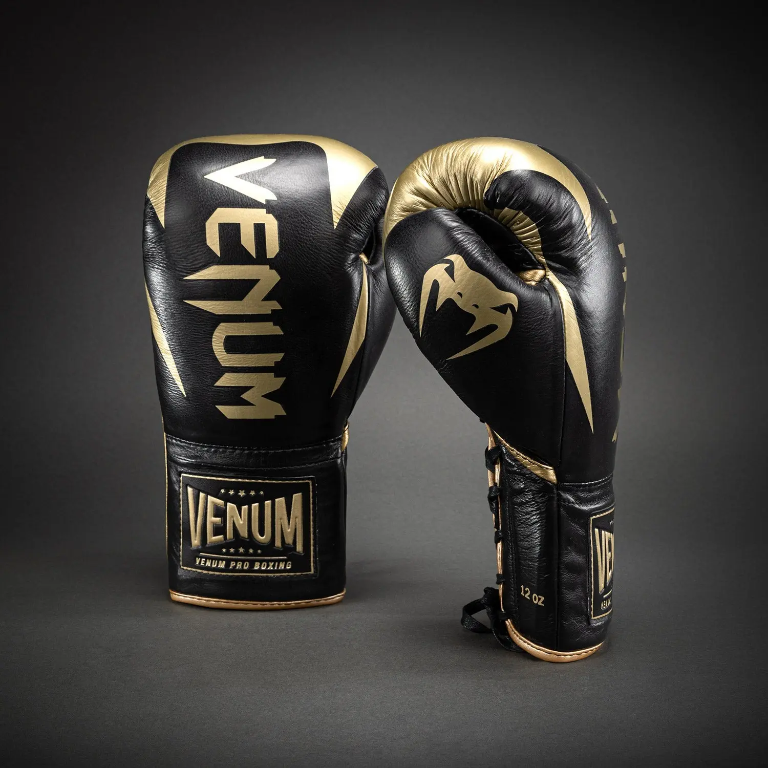 Venum Hammer Pro Boxing Gloves with Laces - Black/Gold