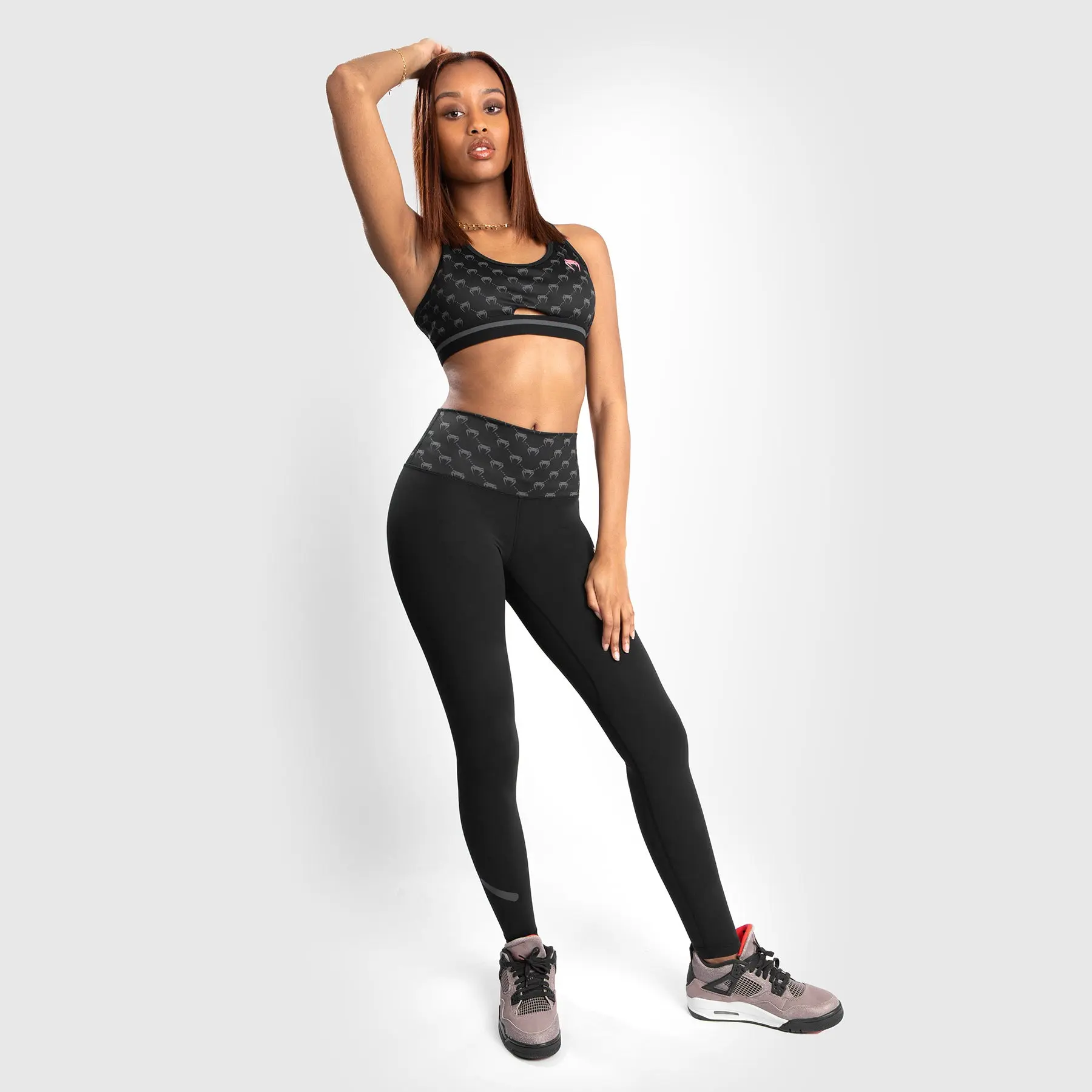 Дамски къс клин - Venum Monogram Compression Shorts - Black/Pink Gold