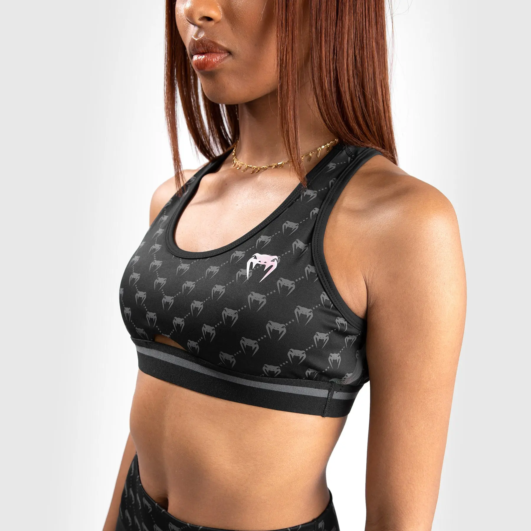 Спортно бюстие - Venum Monogram Sports Bra - Black/Pink Gold