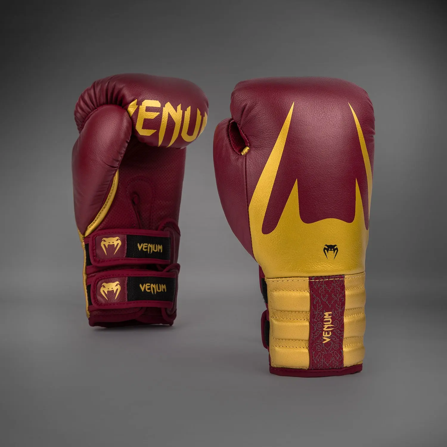 Venum Reverso Boxing Gloves - Cherry Red/Gold