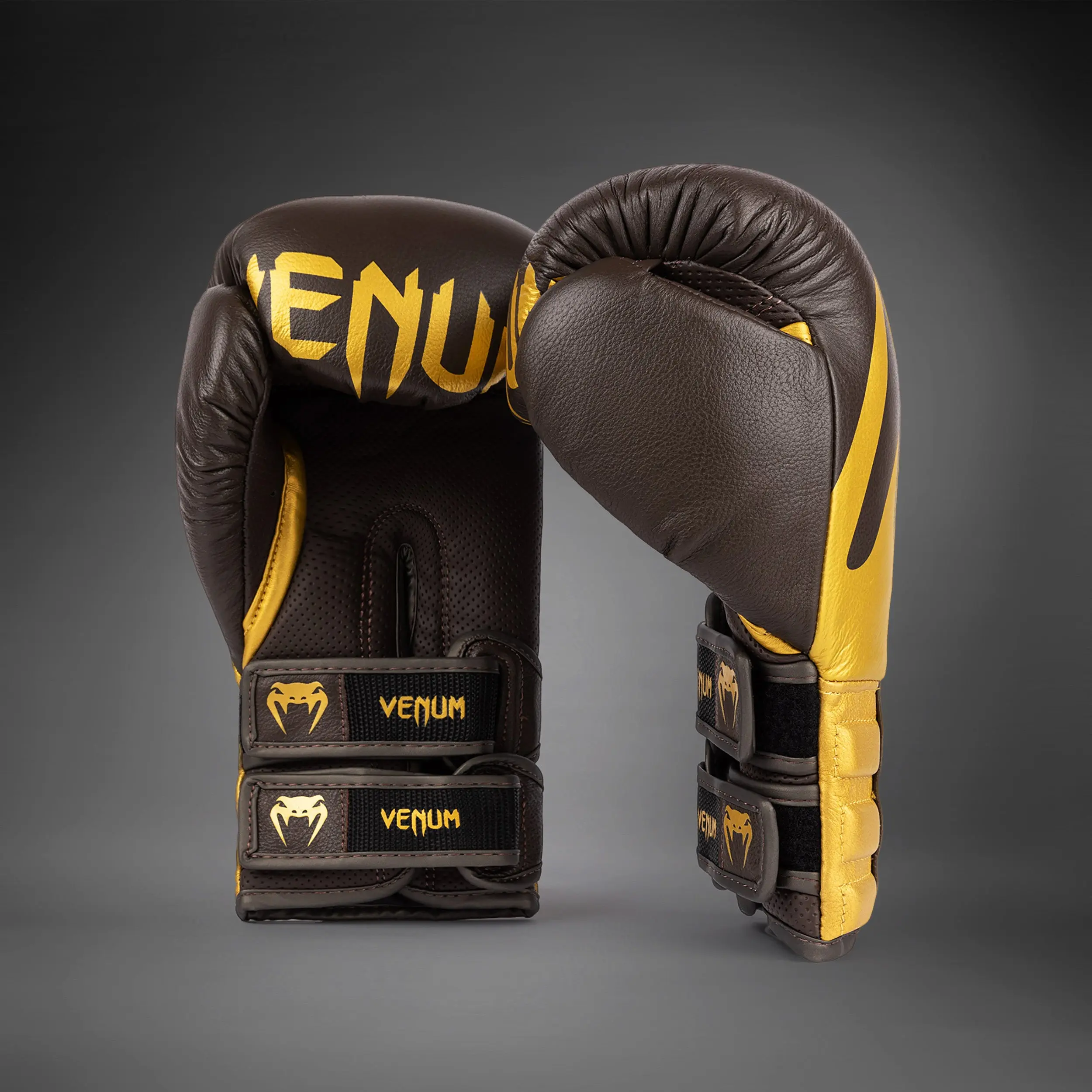 Venum Reverso Boxing Gloves - Chocolate/Gold