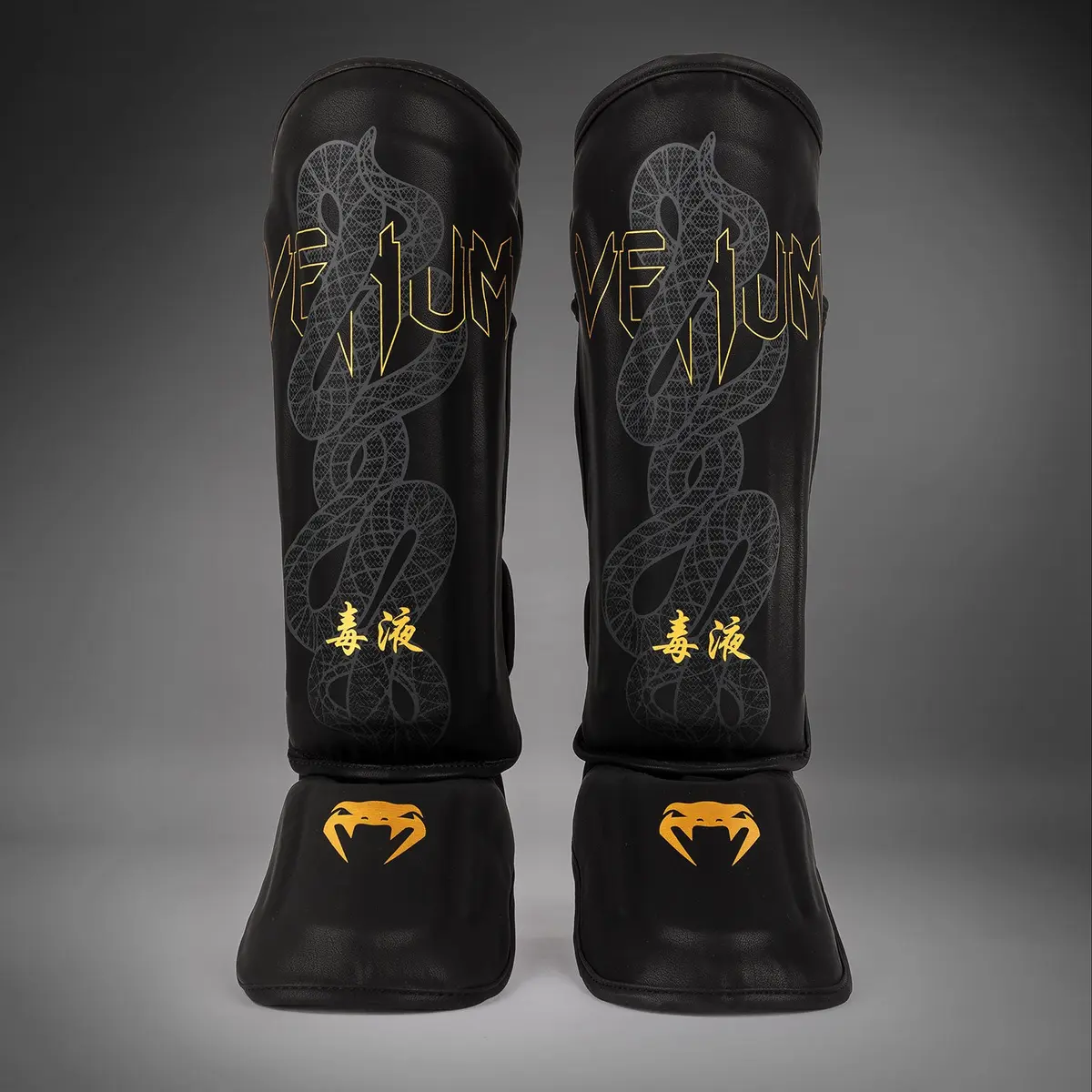 Venum Serpenti Shin Guards - Black/Silver/Gold