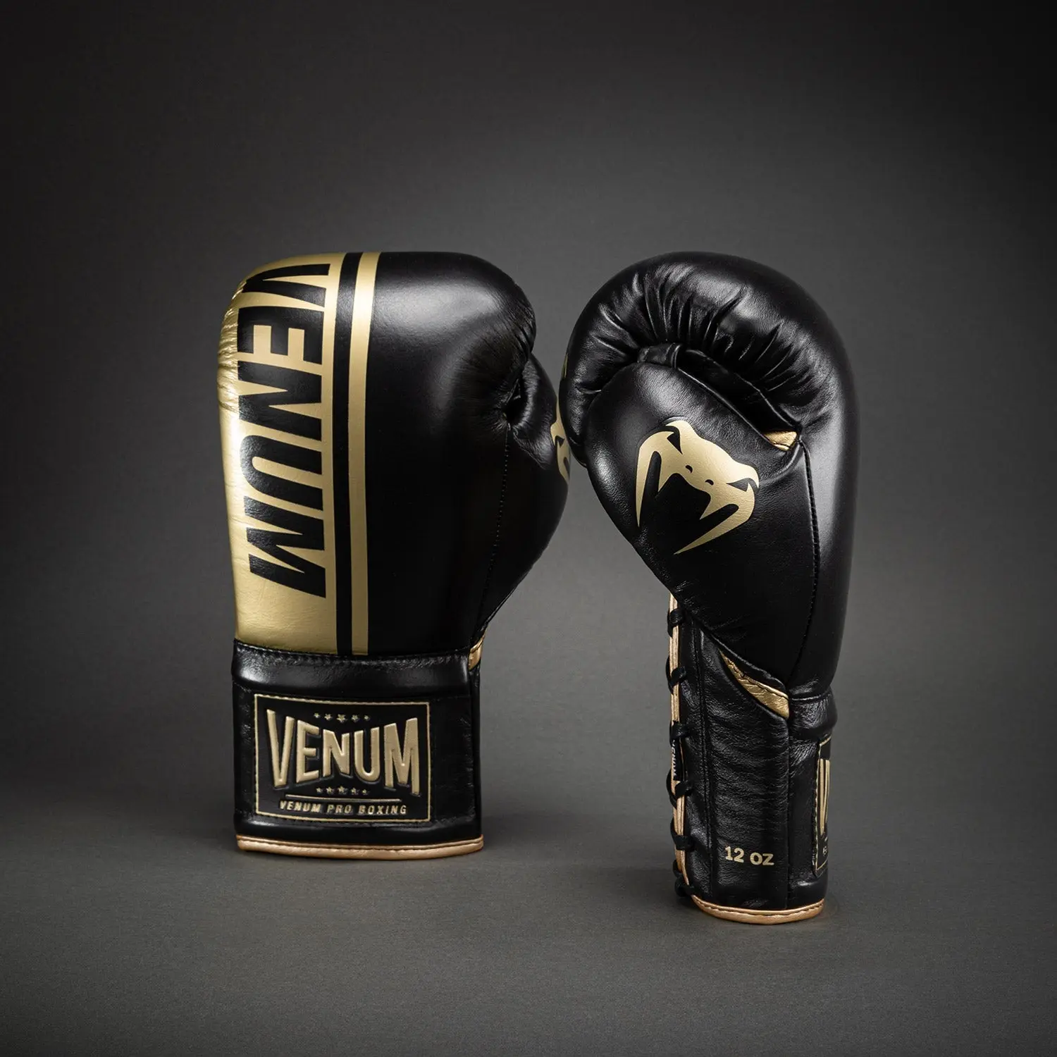 Venum Shield Pro Boxing Gloves with Laces - Black/Gold