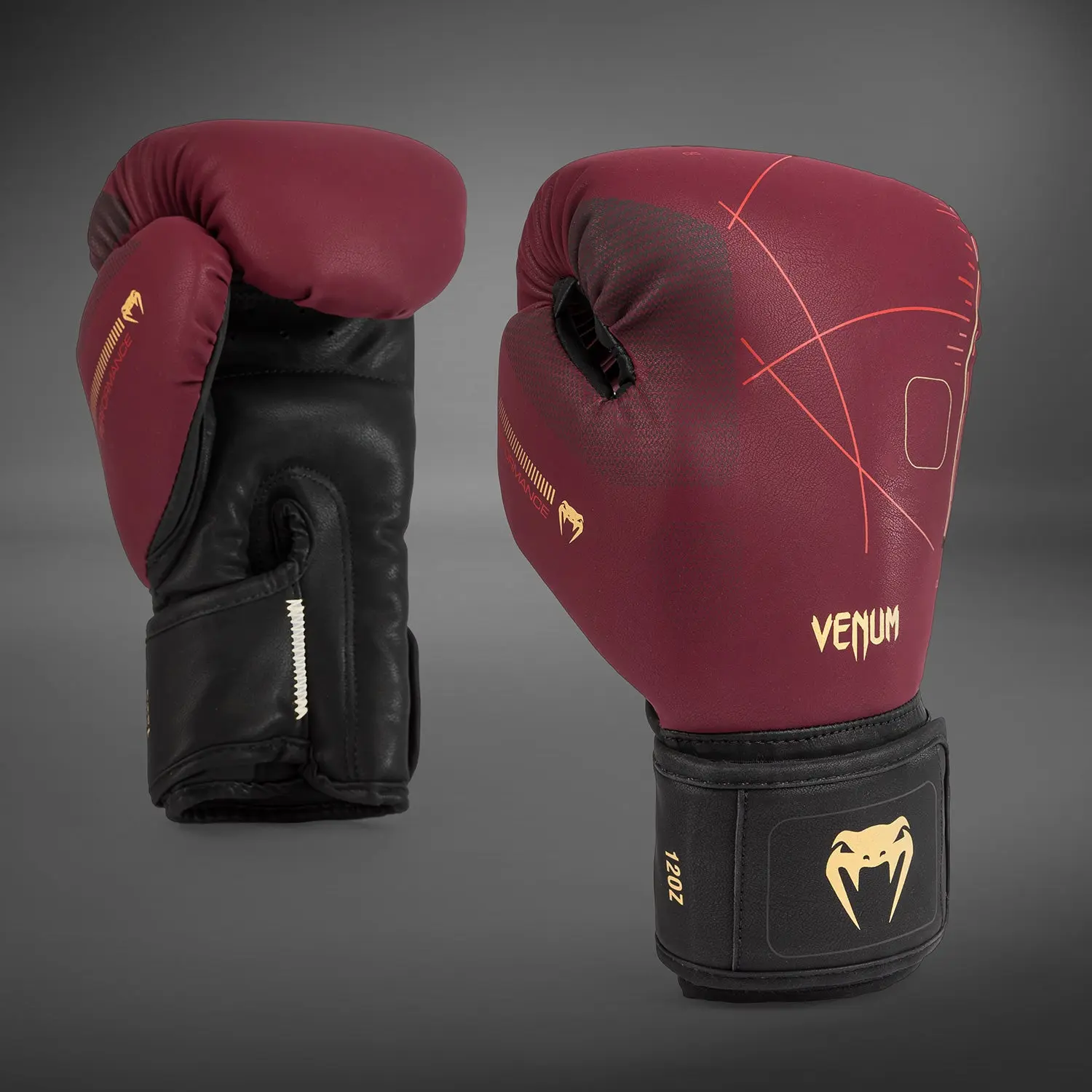 Venum Tactical XT Boxing Gloves - Black/Burgundy/Gold