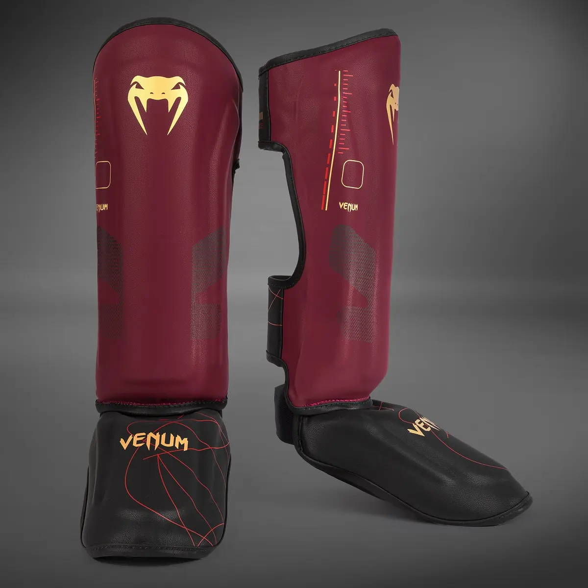 Venum Tactical XT Shinguards - Black/Burgundy/Gold