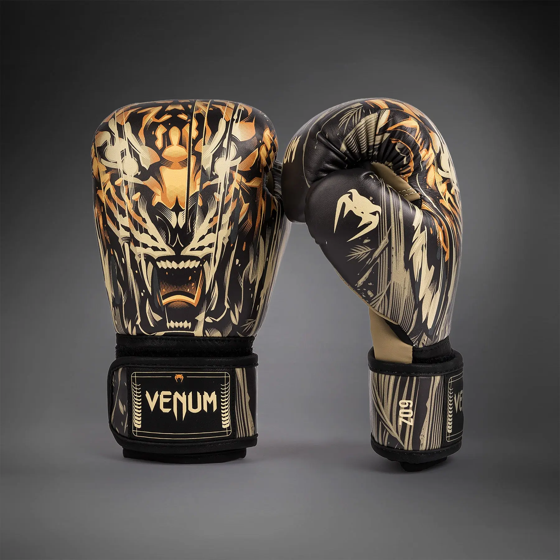 Venum Tiger Kids Boxing Gloves - Black/Neon Orange