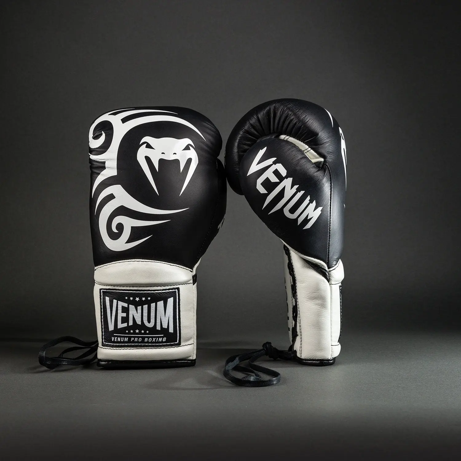 Venum Giant 2.0 Mike Tyson Pro Boxing Gloves with Laces - Deep Black/Optical White