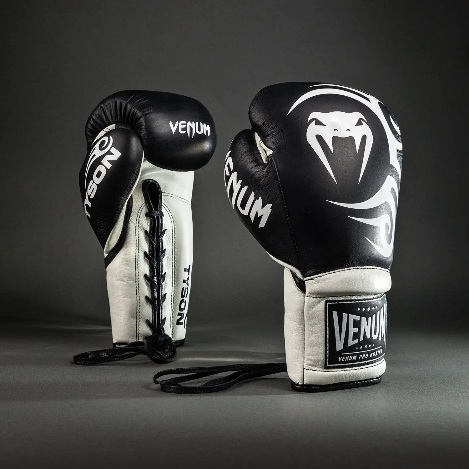 Venum Giant 2.0 Mike Tyson Pro Boxing Gloves with Laces - Deep Black/Optical White