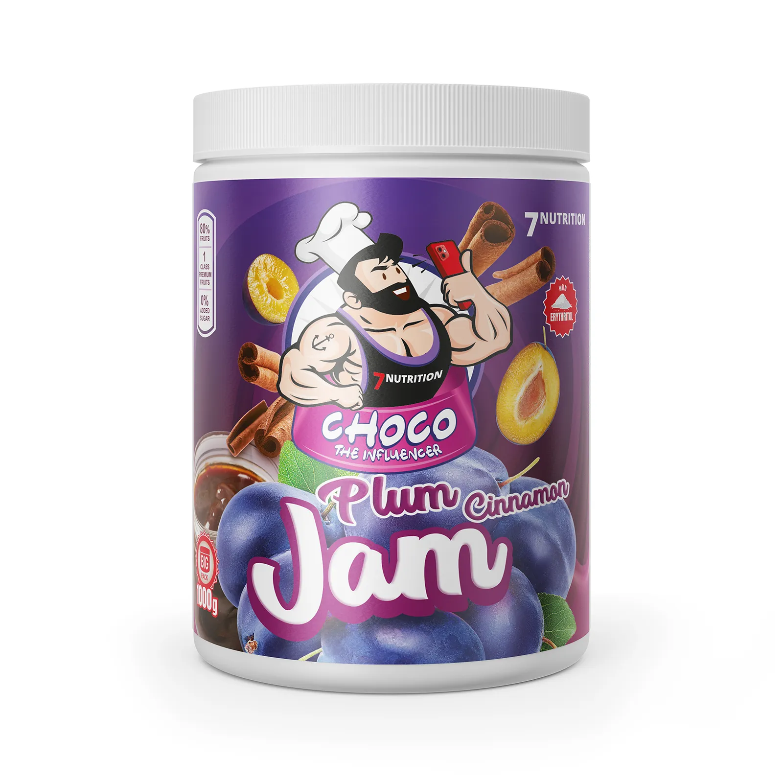 7Nutrition - Mango Jam 1000g преден изглед на опаковката с плодове и канела