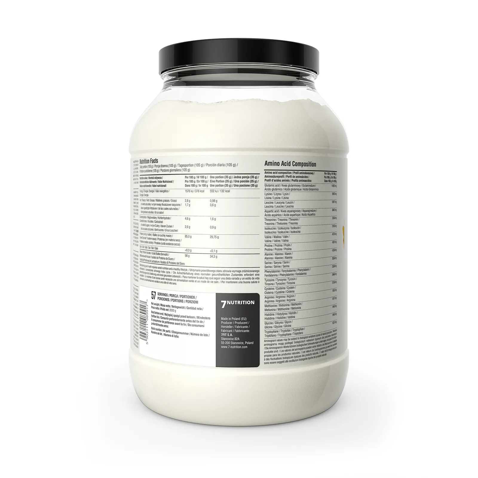 7Nutrition - Whey Isolate 90 2000g банан хранителен състав